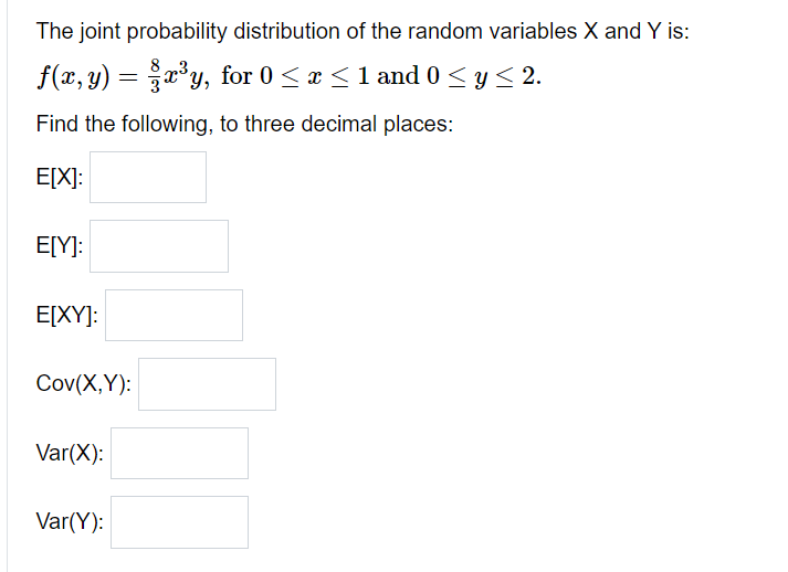 Solved The joint probability distribution of the random | Chegg.com