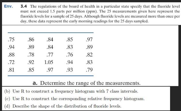 Solved Env. 3.4 The regulations of the board of health in a | Chegg.com