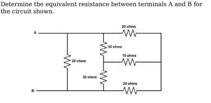 Solved Determine The Equivalent Resistance Between Terminals | Chegg.com