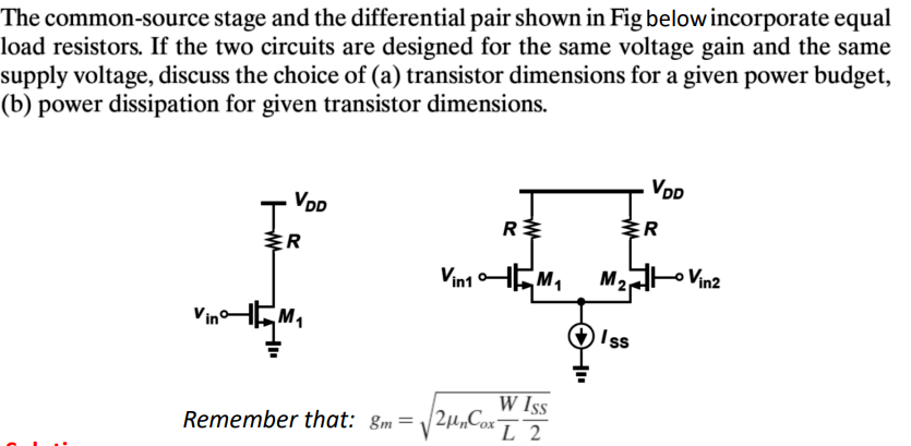 Solved The common-source stage and the differential pair | Chegg.com