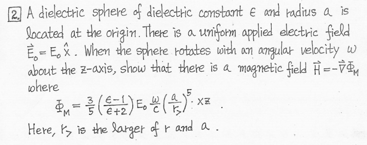 2 A Dielectric Sphere Of Dielectric Constant E An Chegg Com