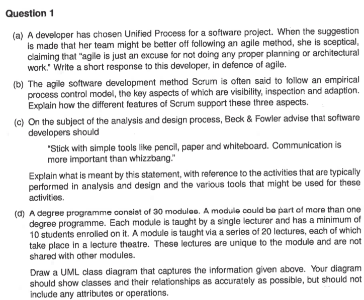 Solved Software Engineering Question Answer the question | Chegg.com