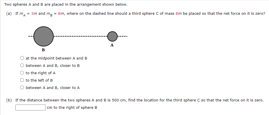 Solved Two Spheres A And B Are Placed In The Arrangement | Chegg.com