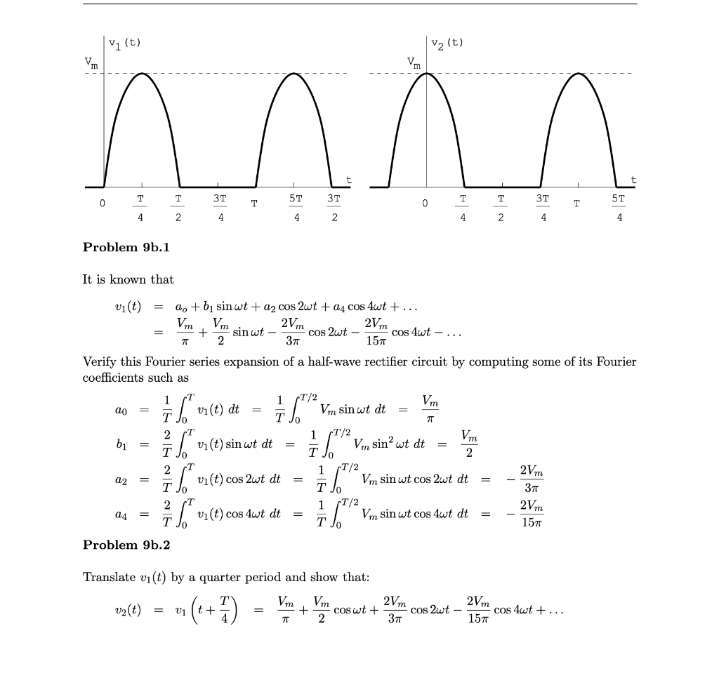 Solved 2 (t) V1 (t) 3T 5T 3T 3T 5T Problem 9b.1 It is known | Chegg.com