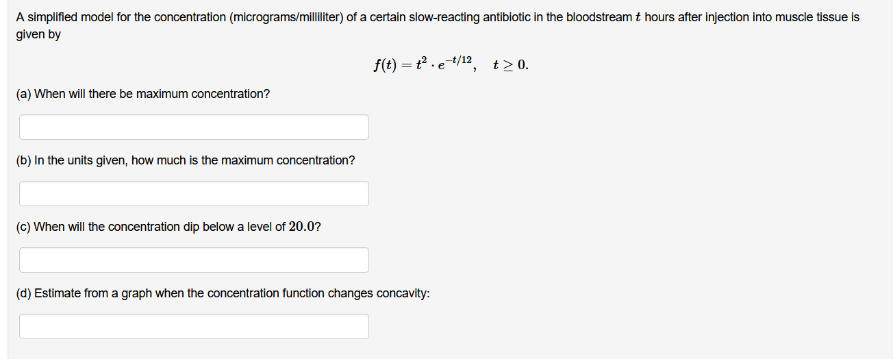 Solved A simplified model for the concentration | Chegg.com