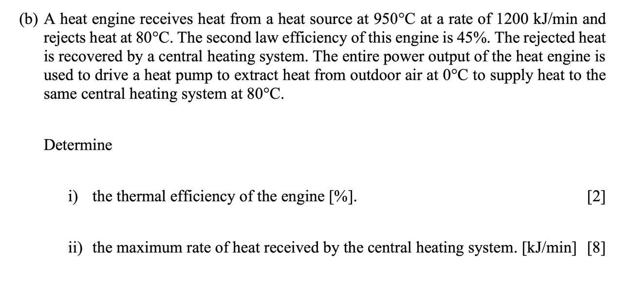 Solved a (b) A heat engine receives heat from a heat source | Chegg.com