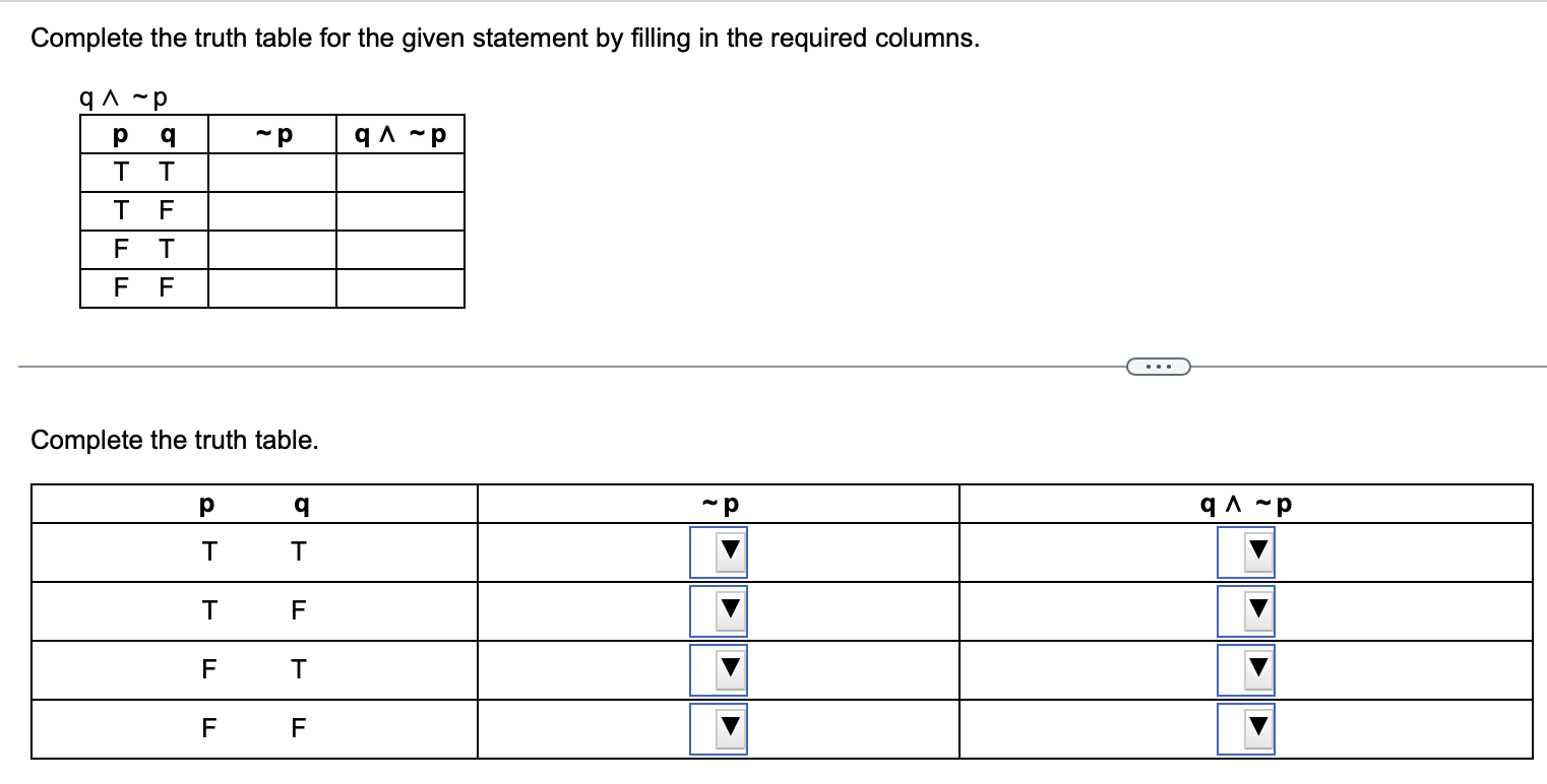 Solved Complete the truth table for the given statement by | Chegg.com