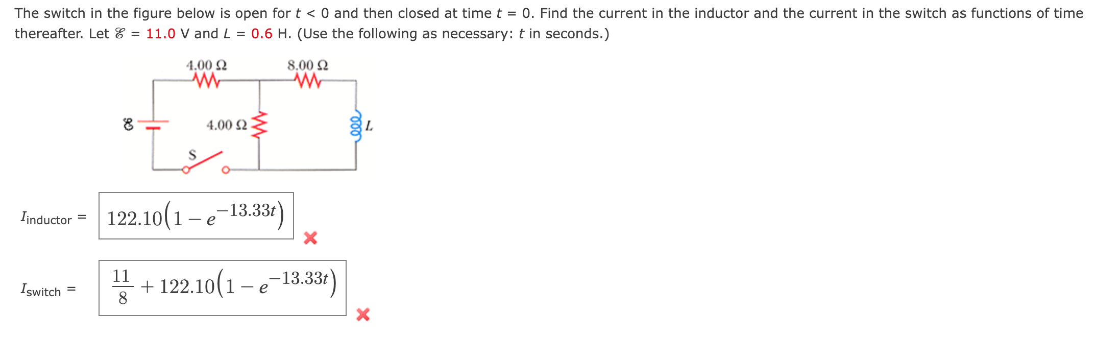 Solved The switch in the figure below is open for t