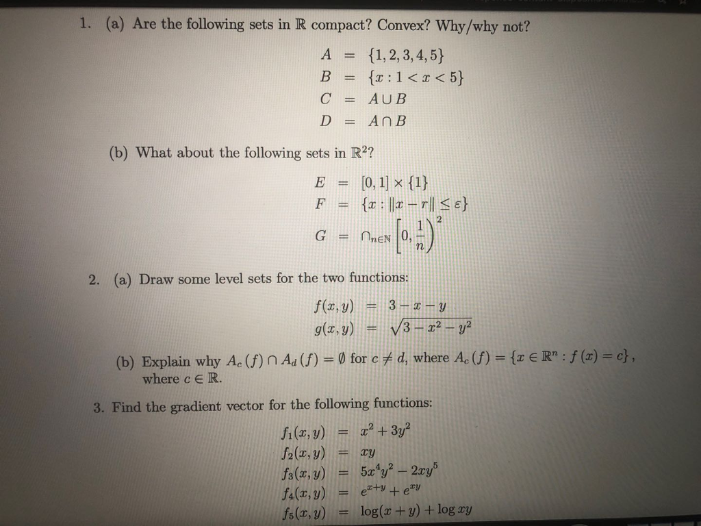 Solved . (a) Are the following sets in R compact? Convex? | Chegg.com