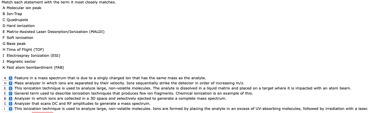 Solved Match each statement with the term it most closely | Chegg.com
