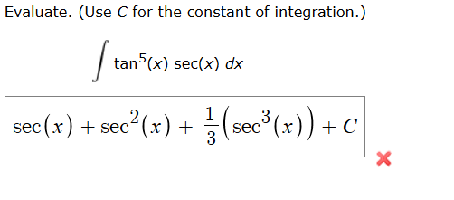 Solved Evaluate. (Use C for the constant of integration.) | Chegg.com