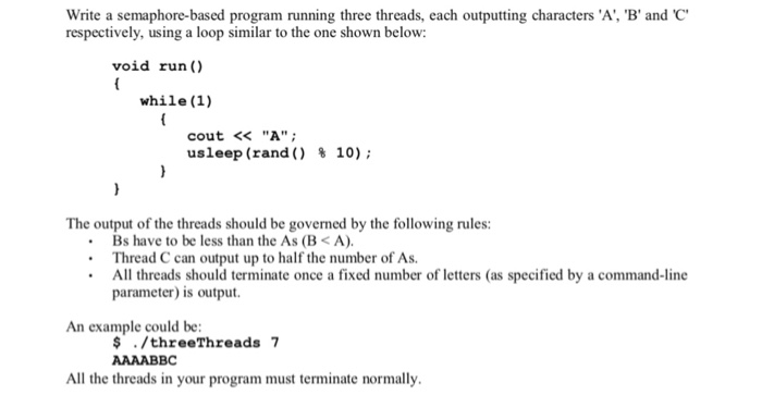 Solved Write A Semaphore-based Program Running Three 