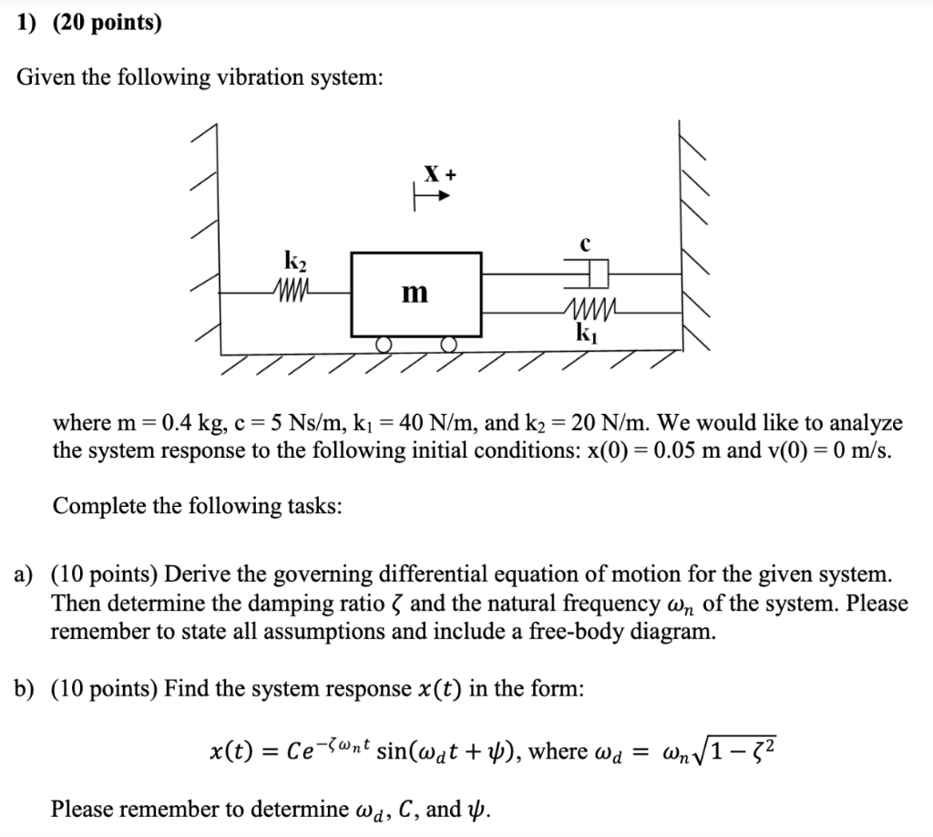 Solved 1 Points Given The Following Vibration Syste Chegg Com