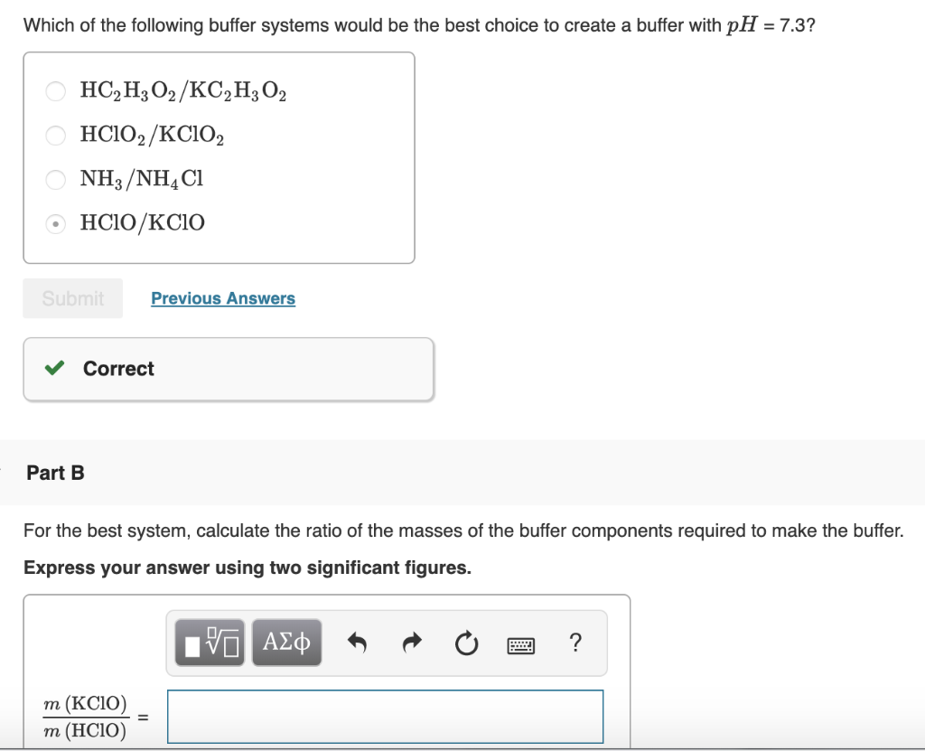 Solved Which Of The Following Buffer Systems Would Be The | Chegg.com