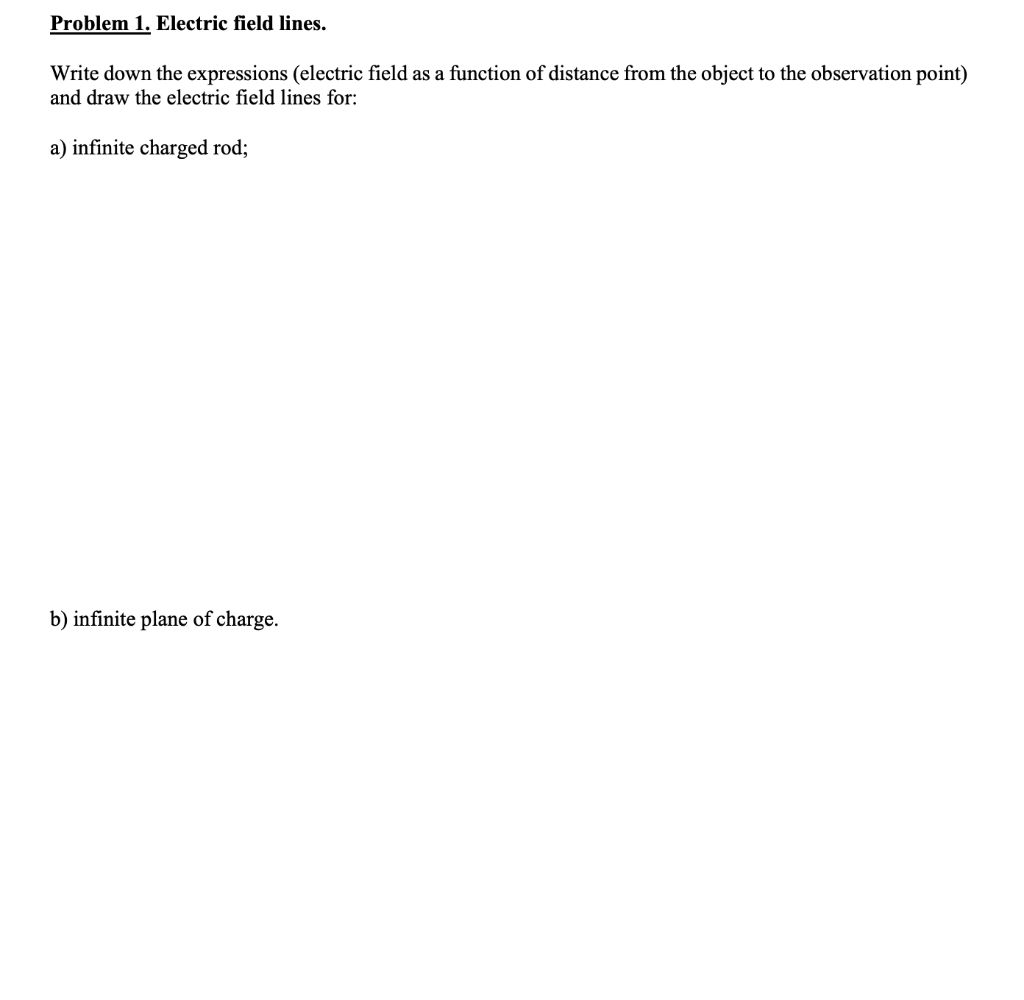 Solved Problem 1. Electric field lines. Write down the | Chegg.com