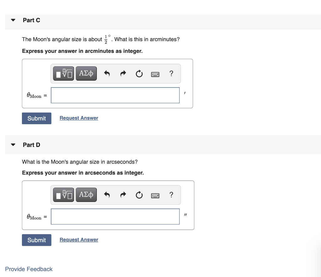 Solved Part C The Moon's Angular Size Is About Zº. What I