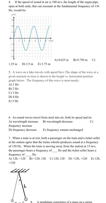 Solved 4. If the speed of sound in air is 340 m/s, the | Chegg.com