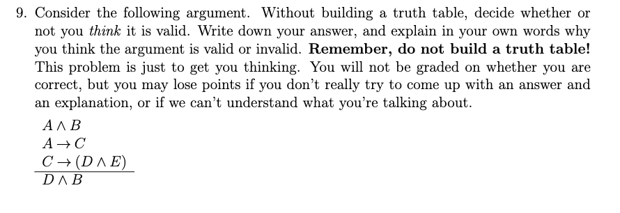 9. Consider The Following Argument. Without Building | Chegg.com