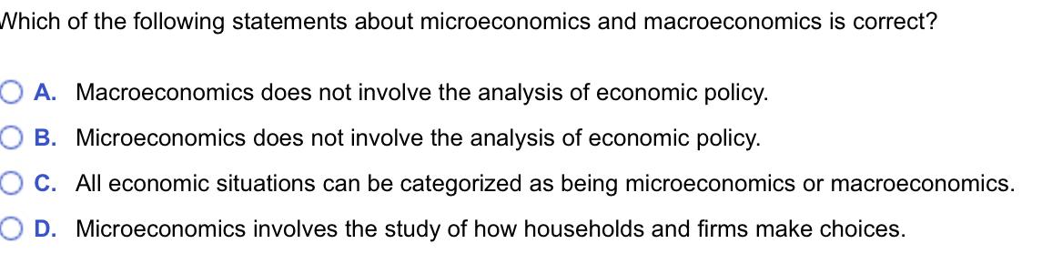 Solved Hich Of The Following Statements About Microeconomics | Chegg.com