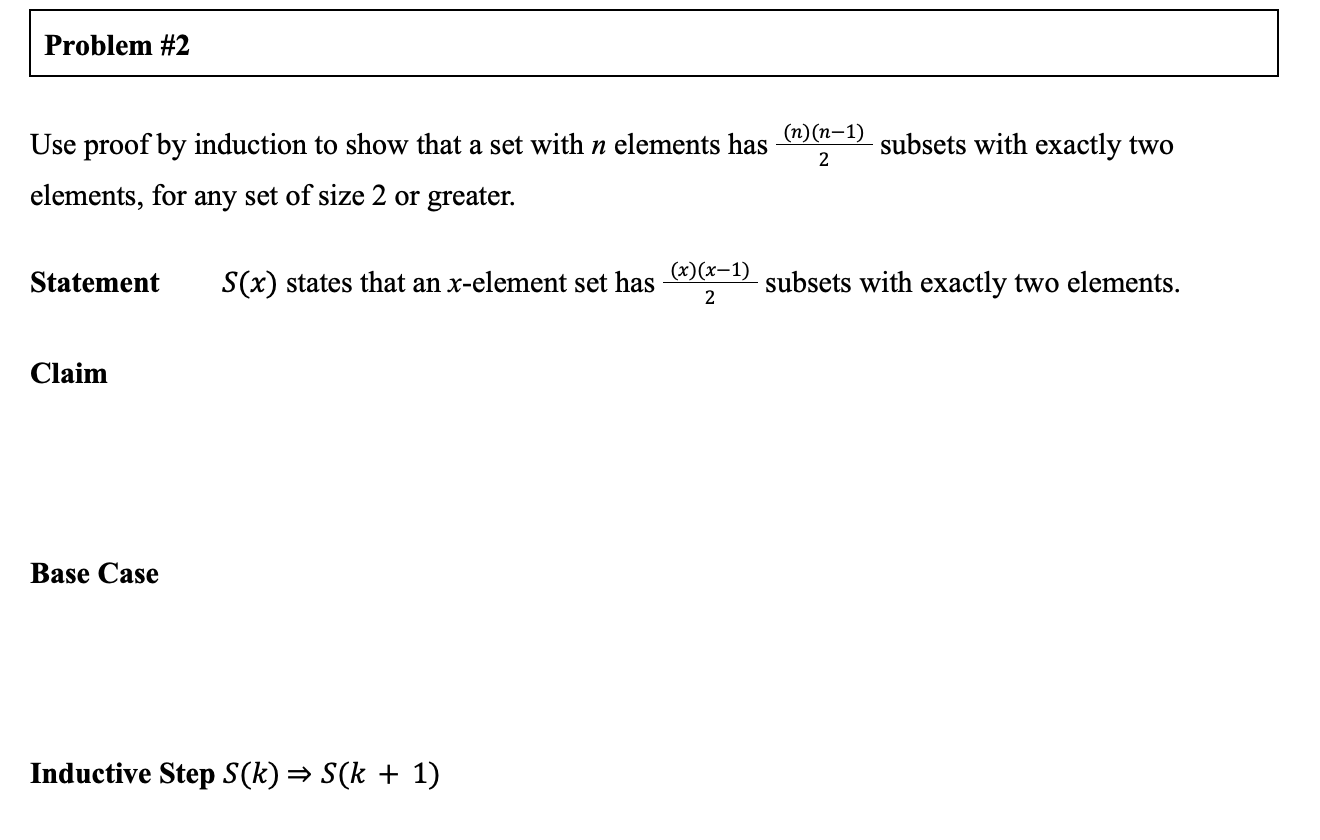 Solved Use proof by induction to show that a set with n | Chegg.com