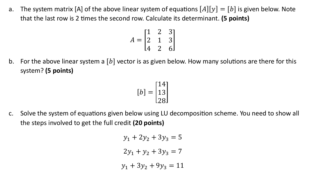System Matrix Line Solved by an EXPERT a. The system matrix A of the above linear system ...