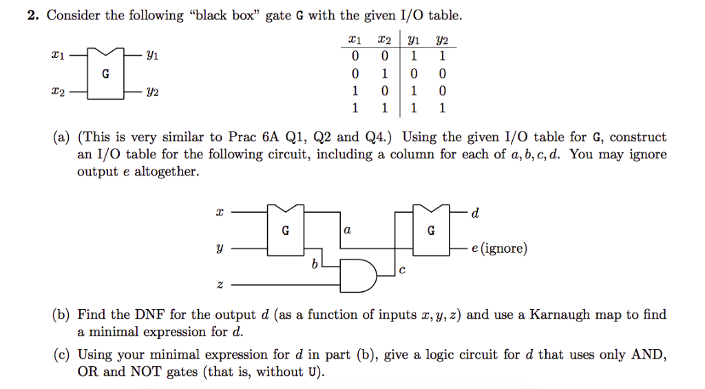 Solved Consider The Following “black Box” Gate G With The 