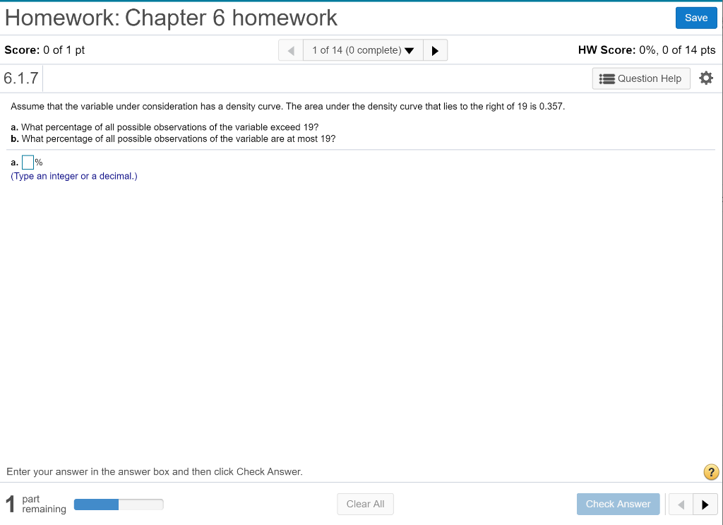 Solved Homework: Chapter 6 homework Save Score: 0 of 1 pt 1 | Chegg.com