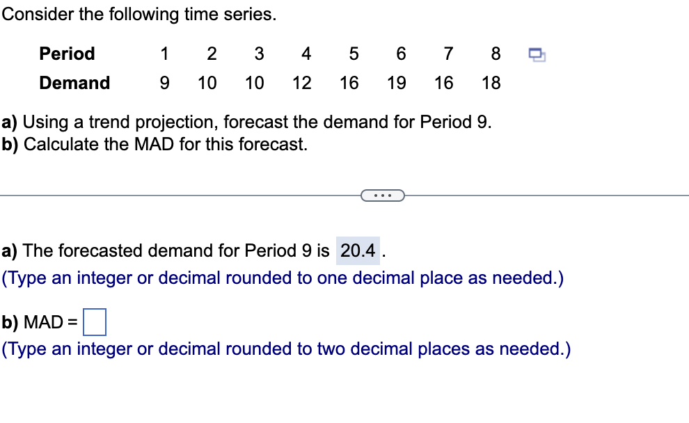 Solved Consider The Following Time Series. B A) Using A | Chegg.com