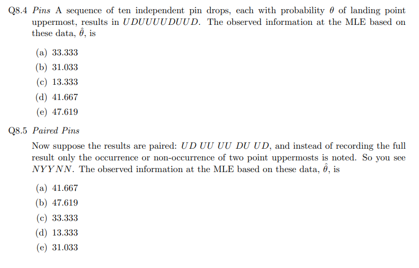Q8.4 Pins A sequence of ten independent pin drops, | Chegg.com