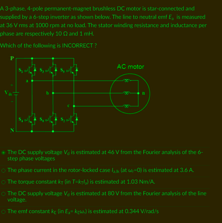 Solved A 3phase, 4pole brushless DC motor