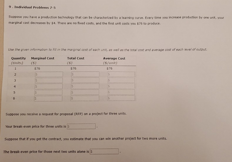 Solved 9. Individual Problems 7-5 Suppose you have a | Chegg.com