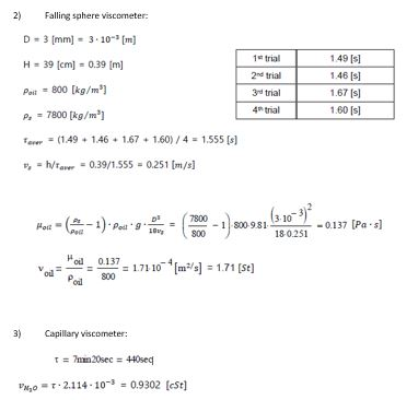 Solved 1. Falling sphere viscometer experiments in Lab.Work | Chegg.com