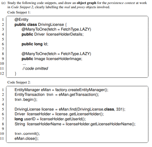 (e) Study the following code snippets, and draw an | Chegg.com