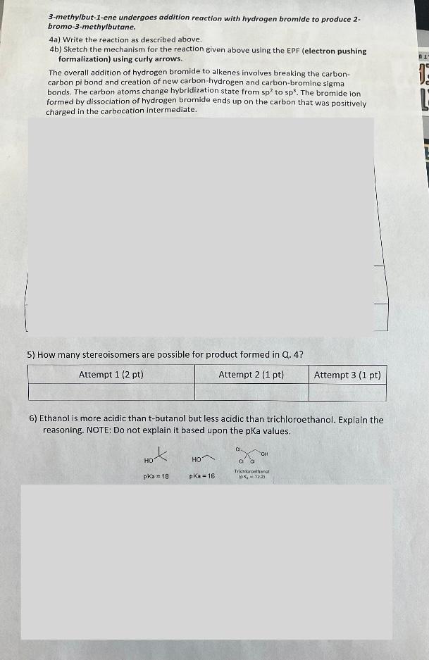 Solved 3-methylbut-1-ene undergoes addition reaction with | Chegg.com