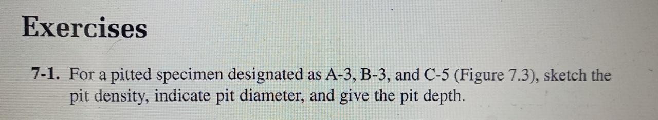 Solved For a pitted specimen designated as A-3,B-3, and | Chegg.com