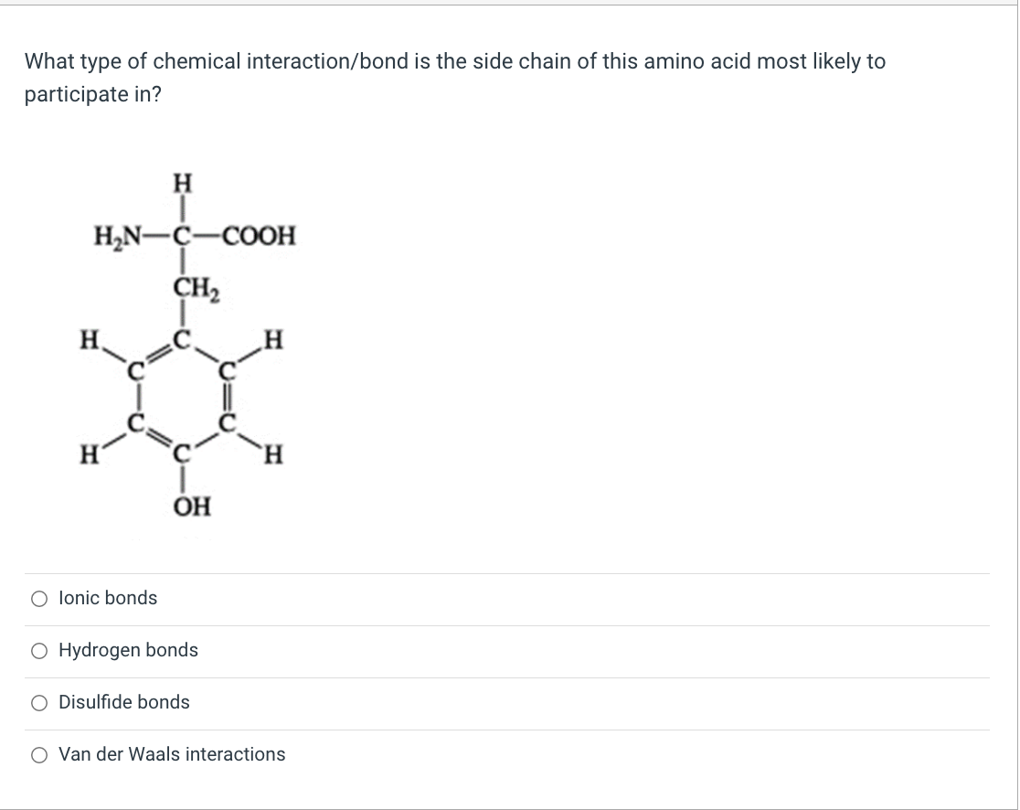 Solved What type of chemical interaction/bond is the side | Chegg.com