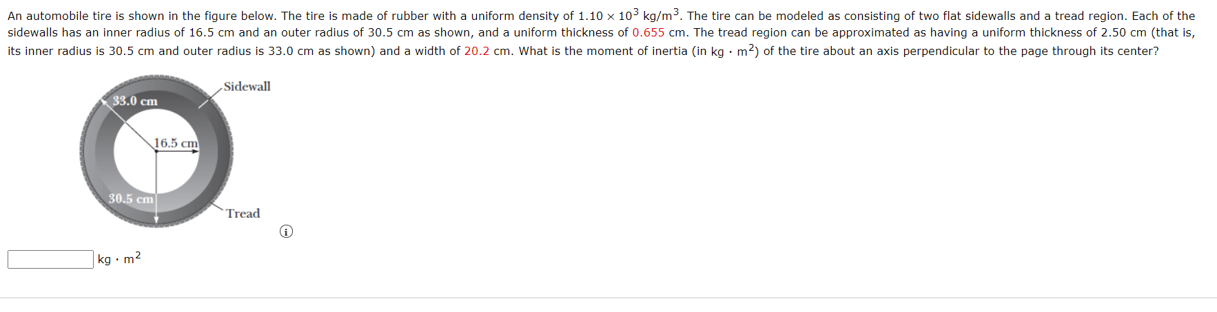 Solved An automobile tire is shown in the figure below. The | Chegg.com