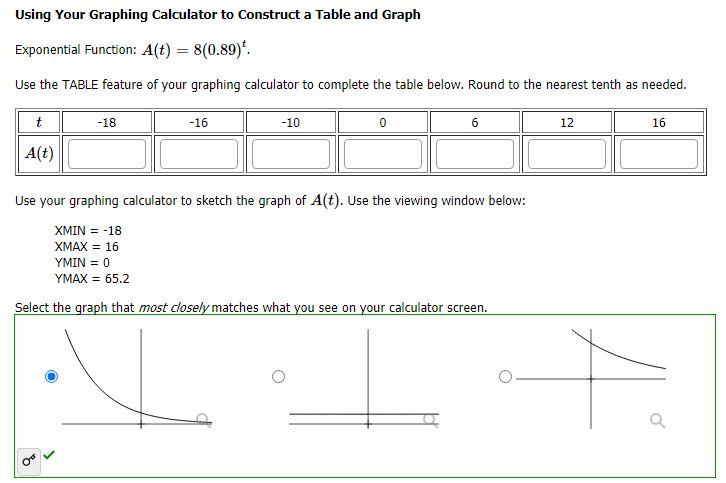 Graphing calculator store with table