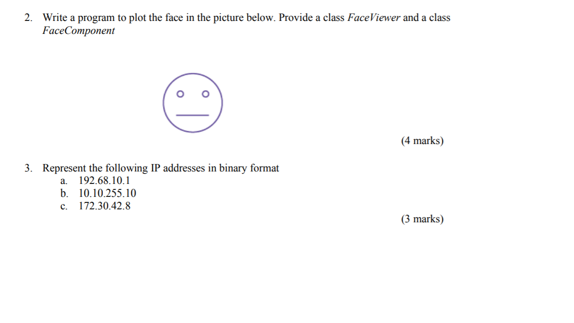 Solved 2. Write a program to plot the face in the picture | Chegg.com