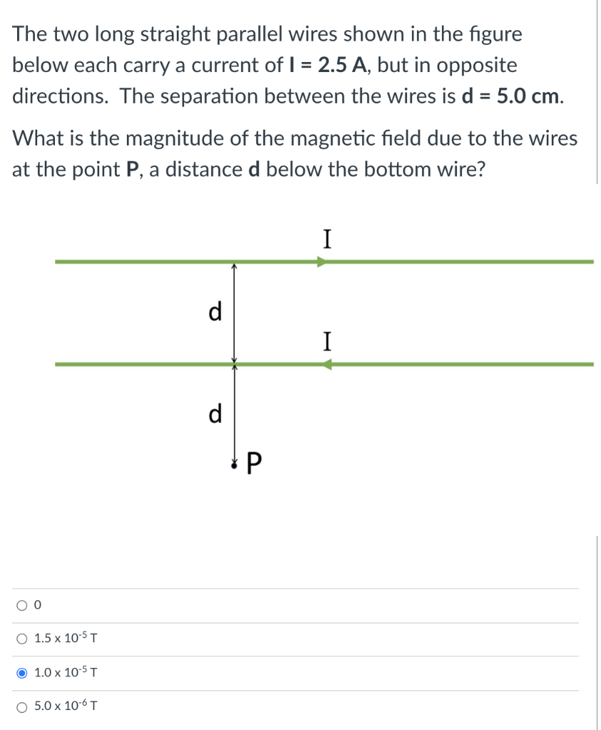 Solved The Two Long Straight Parallel Wires Shown In The | Chegg.com