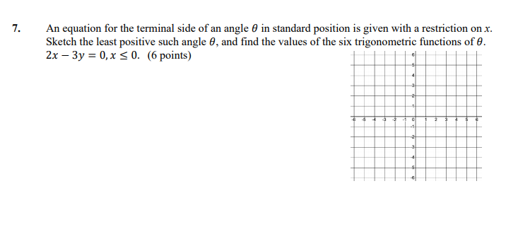 Terminal Side Def Math Solved 7. An equation for the terminal side of an angle in | Chegg.com