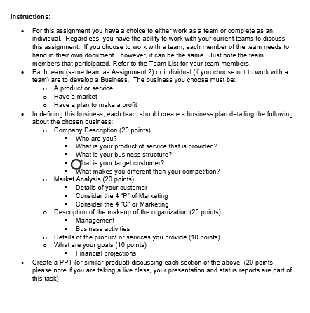 Solved Instructions: For this assignment you have a choice | Chegg.com