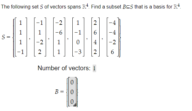 Solved The following set S of vectors spans R4. Find a | Chegg.com