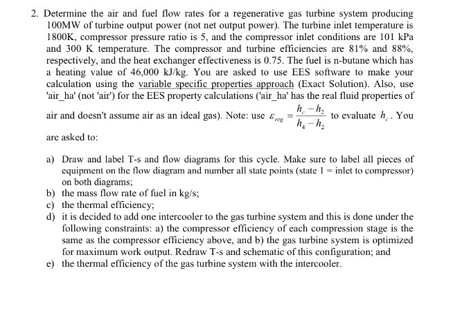 Solved Determine the air and fuel flow rates for a | Chegg.com