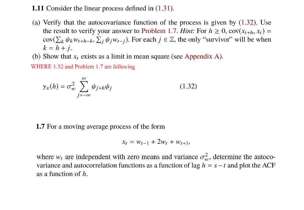 1.11 Consider the linear process defined in (1.31). | Chegg.com