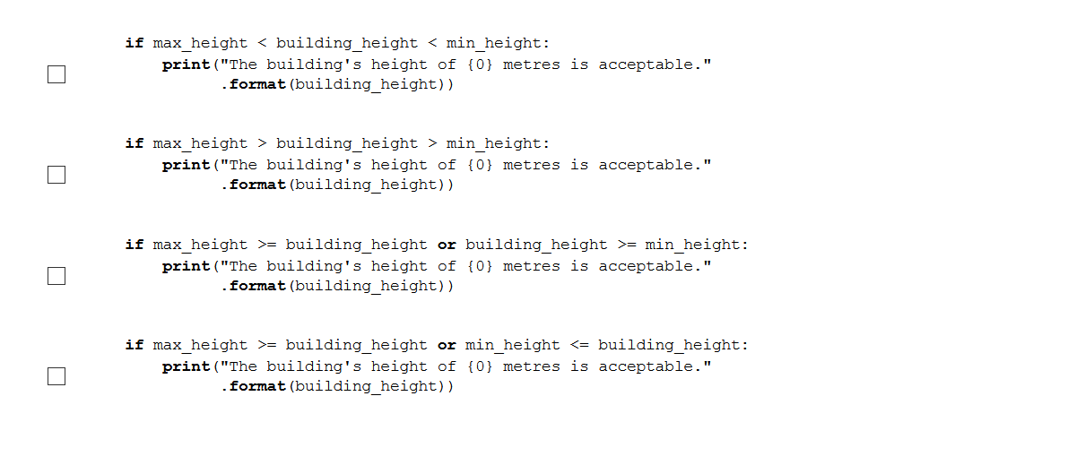 Solved Which Of The Following Blocks Of Python Code Serve | Chegg.com