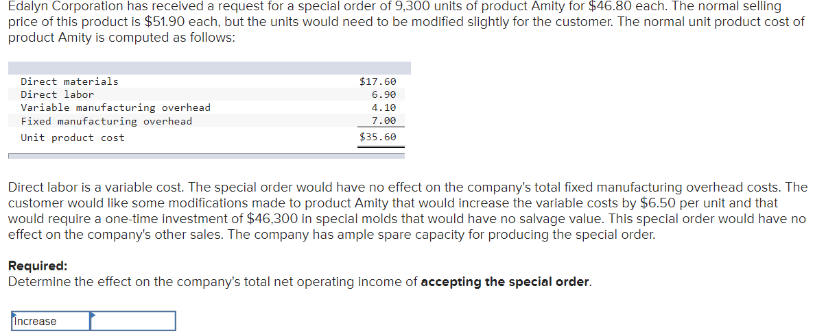 Solved Edalyn Corporation has received a request for a | Chegg.com