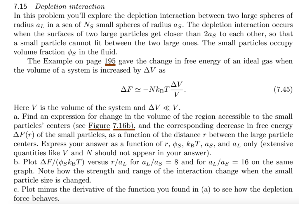 7 15 Depletion Interaction In This Problem You Ll Chegg