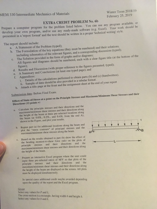 MEM 330 Intermediate Mechanics of Materials Winter | Chegg.com