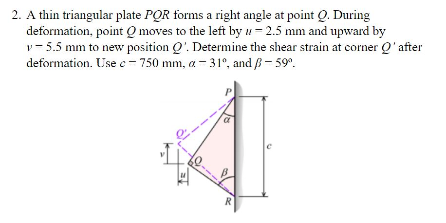 Solved 2 A Thin Triangular Plate Pqr Forms A Right Angle Chegg Com